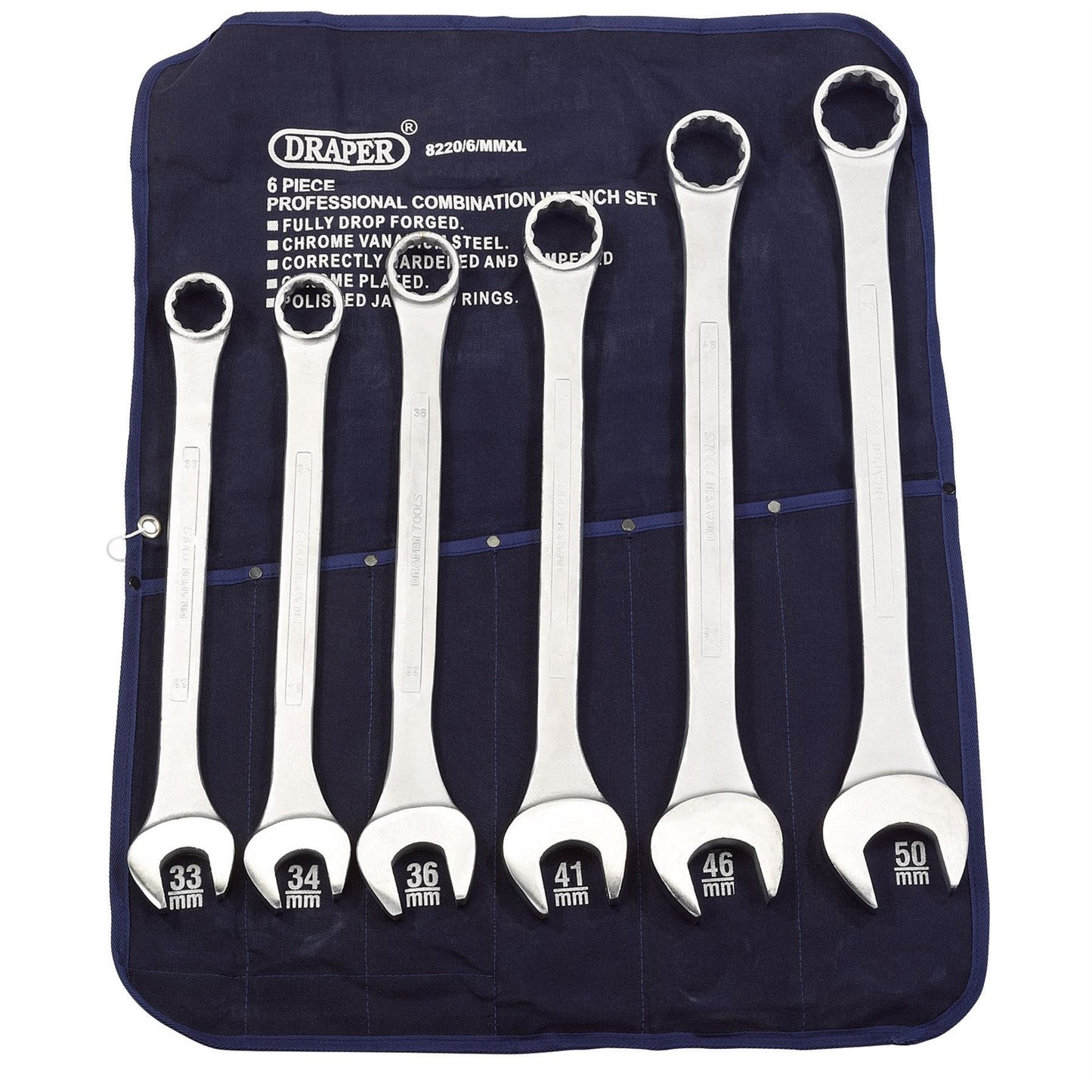 Draper 31167 Heavy Duty Long Pattern Metric Combination Spanner Set 6 Piece Draper