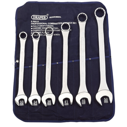 Draper 31167 Heavy Duty Long Pattern Metric Combination Spanner Set 6 Piece Draper