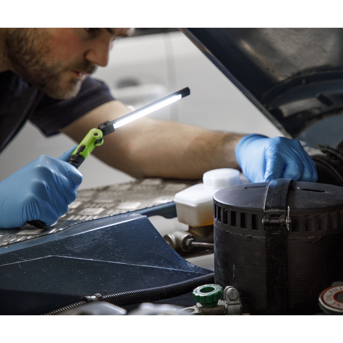 Sealey LED01G Rechargeable Slim Folding Pocket Light 2 COB & 1 SMD LED - Green Sealey