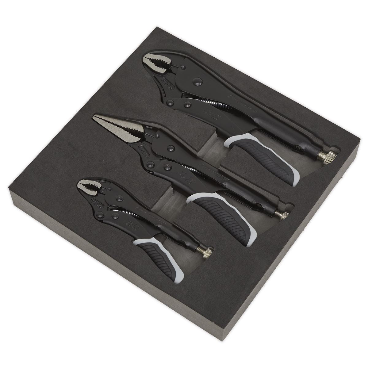 Sealey AK6863B Locking Pliers Set 3pc Quick Release - Premier Black Sealey