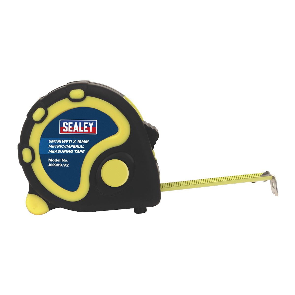 Sealey AK98912 Rubber Tape Measure 5m(16ft) x 19mm Metric/Imperial Display Box of 12 Sealey