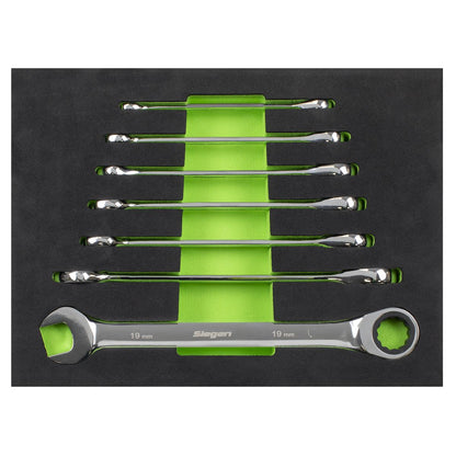 Siegen S01142 Ratchet Combination Spanner Set 7pc Metric Siegen