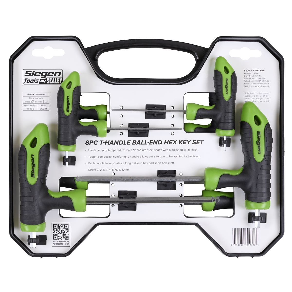 Siegen S01069 T-Handle Ball-End Hex Key Set 8pc Siegen