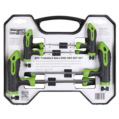 Siegen S01069 T-Handle Ball-End Hex Key Set 8pc Siegen