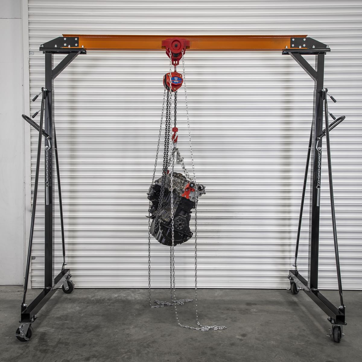 Sealey SG1000KITG Portable Adjustable Gantry Crane with Geared Trolley Combo 1 Tonne Sealey