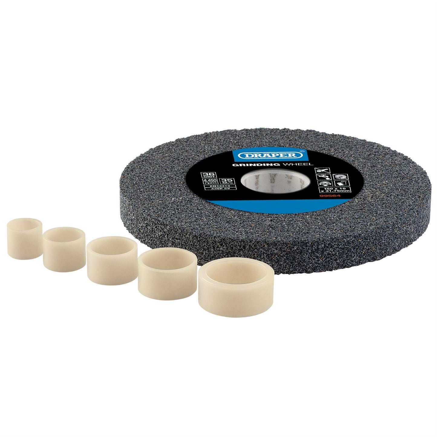 Draper 99564 Aluminium Oxide Bench Grinding Wheel 150 x 16mm 36 Grit Draper