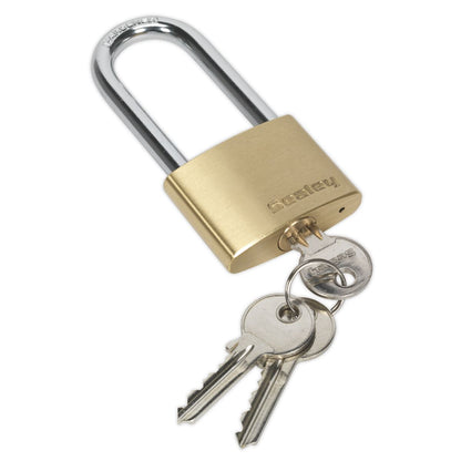 Sealey PL102L Brass Body Padlock Long Shackle 50mm Sealey