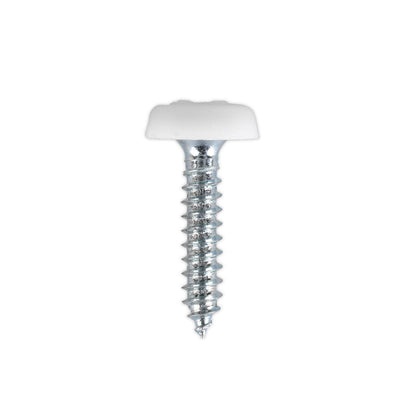 Sealey PTNP5 Numberplate Screw Plastic Enclosed Head 4.8 x 24mm White Pack of 50 Sealey