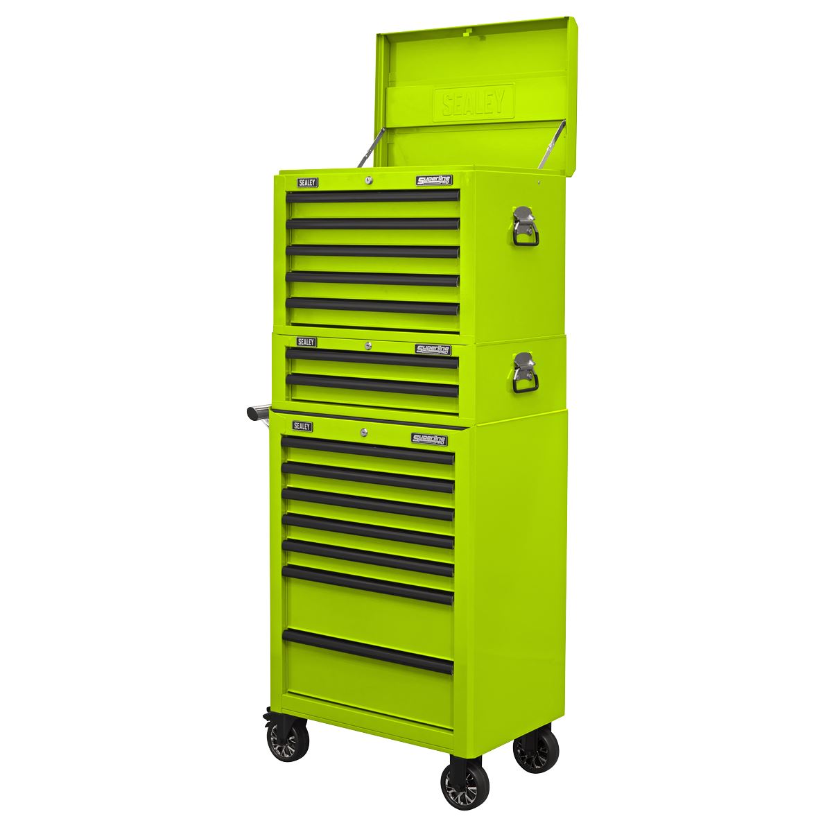 Sealey APSTACKTHV Topchest Mid-Box Tool Chest & Rollcab Combination 14 Drawer - Green Sealey