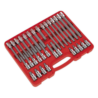 Sealey AK2198 Ribe Socket Bit Set 32pc 1/2"Sq Drive Sealey