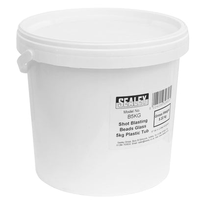 Sealey B5KG Shot Blasting Beads Glass 5kg Plastic Tub Sealey