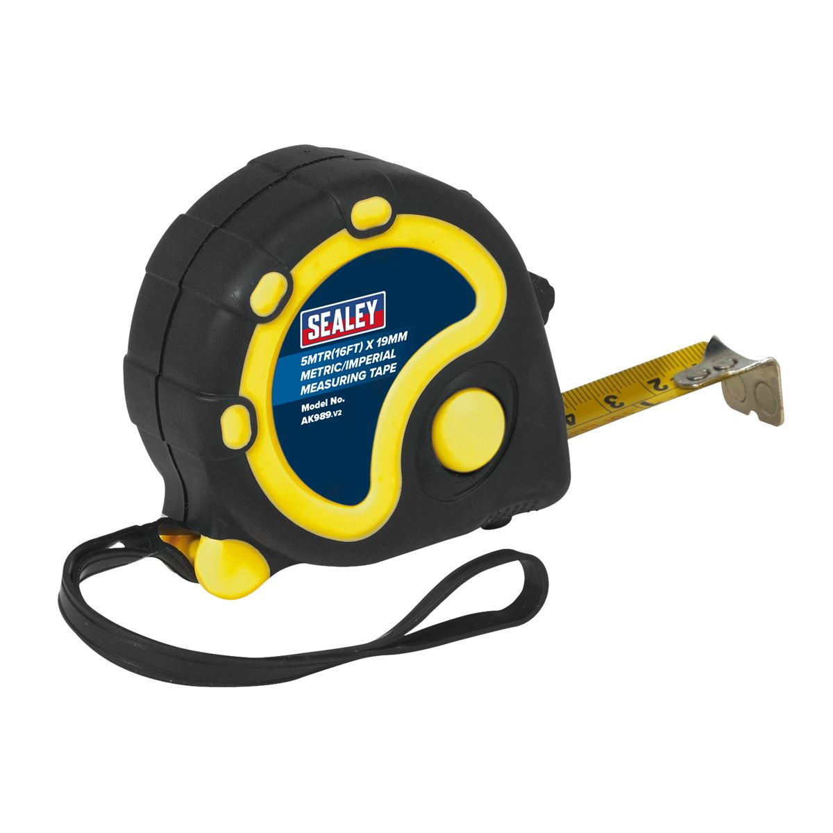 Sealey AK989 Rubber Tape Measure 5m(16ft) x 19mm - Metric/Imperial Sealey
