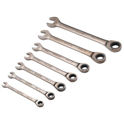 Draper 51178 HI-TORQ® Metric Ratcheting Combination Spanner Set Black 7 Piece Draper