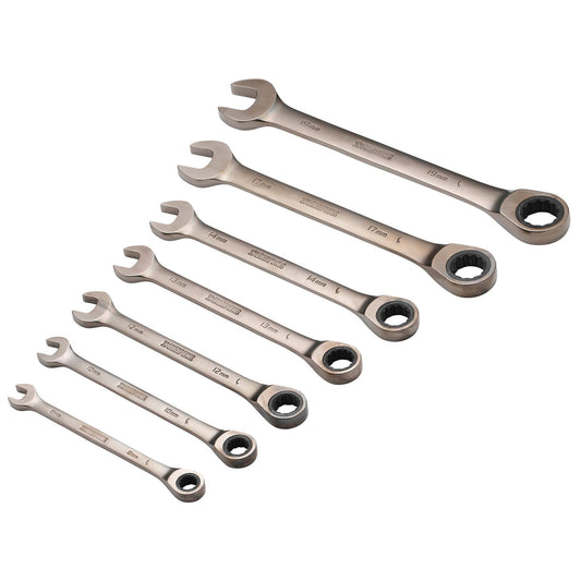 Draper 51178 HI-TORQ® Metric Ratcheting Combination Spanner Set Black 7 Piece Draper