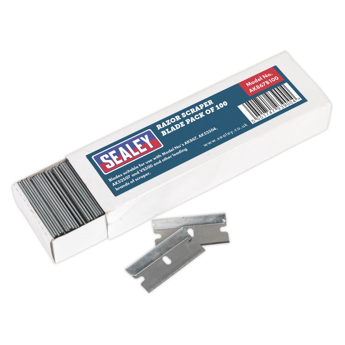 Sealey AK867B100 Razor Scraper Blade Pack of 100 Sealey