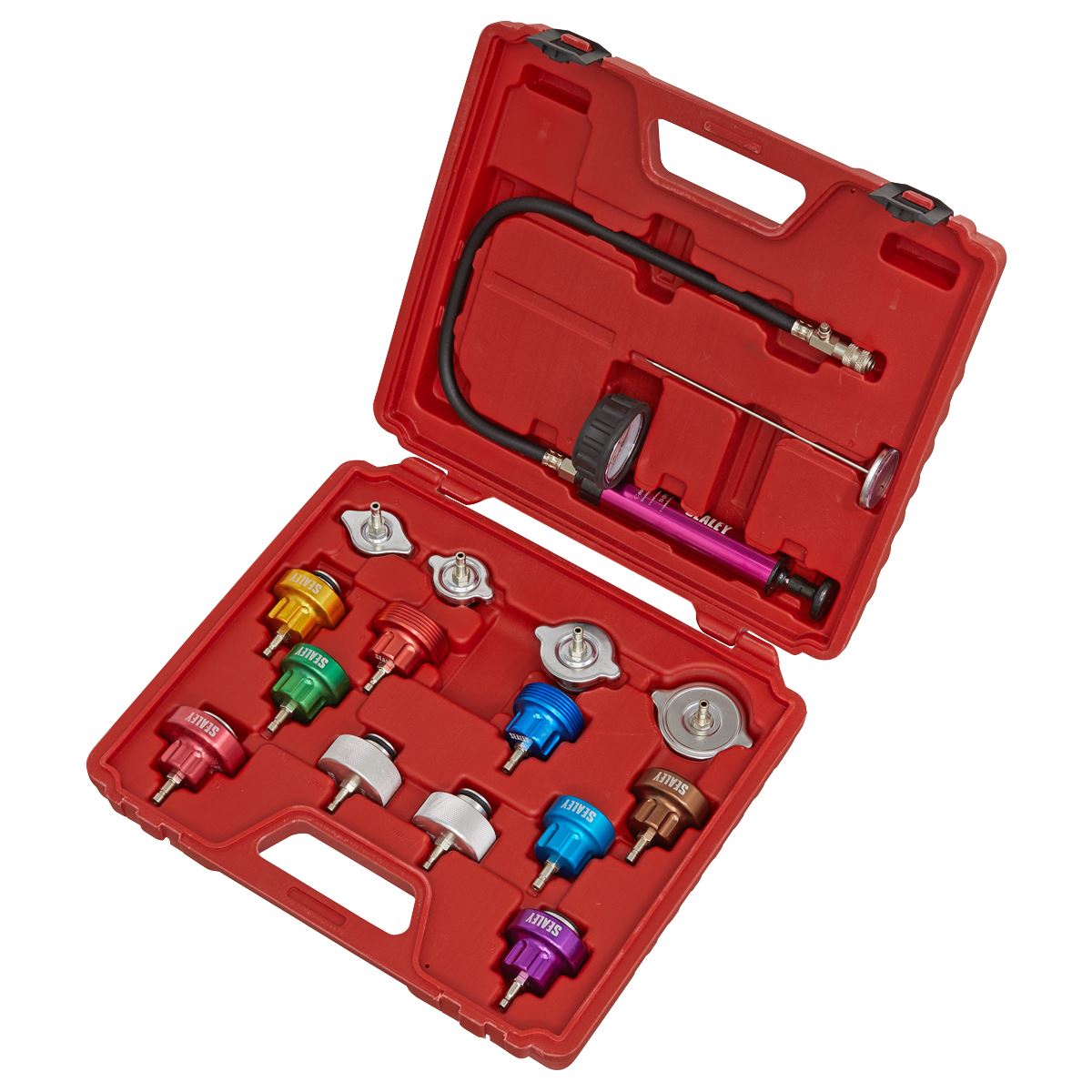 Sealey VS006 Cooling System Pressure Test Kit 16pc Sealey