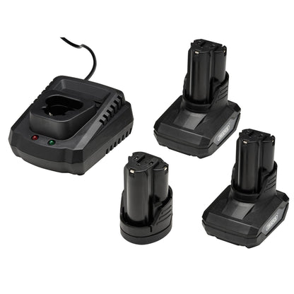 Draper 93521 12V Drill Drive and Ratchet Interchange Kit 2 x 4.0Ah Li-ion Battery 1 x 1.5Ah Li-ion Battery 1 x Fast Charger 1 x Tool Bag Draper