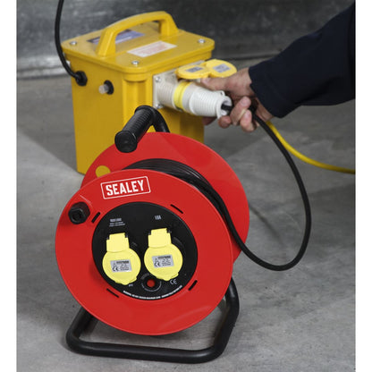 Sealey CR12515 Cable Reel 25m 2 x 110V 1.5mm² Heavy-Duty Thermal Trip Sealey