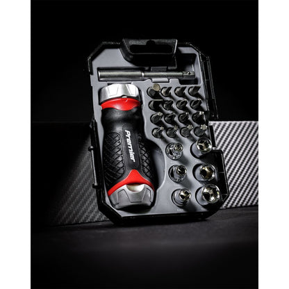 Sealey AK64906 Fine Tooth Ratchet Screwdriver Socket & Bit Set 24pc Stubby Sealey