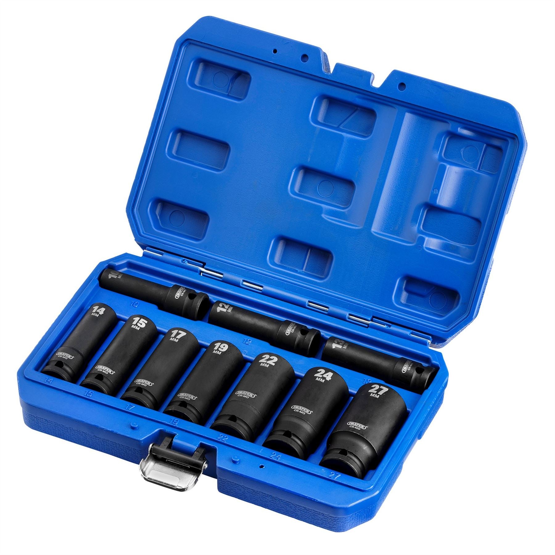 Draper 83096 Metric Deep Impact Socket Set 1/2" Sq. Dr. 10 Piece Draper