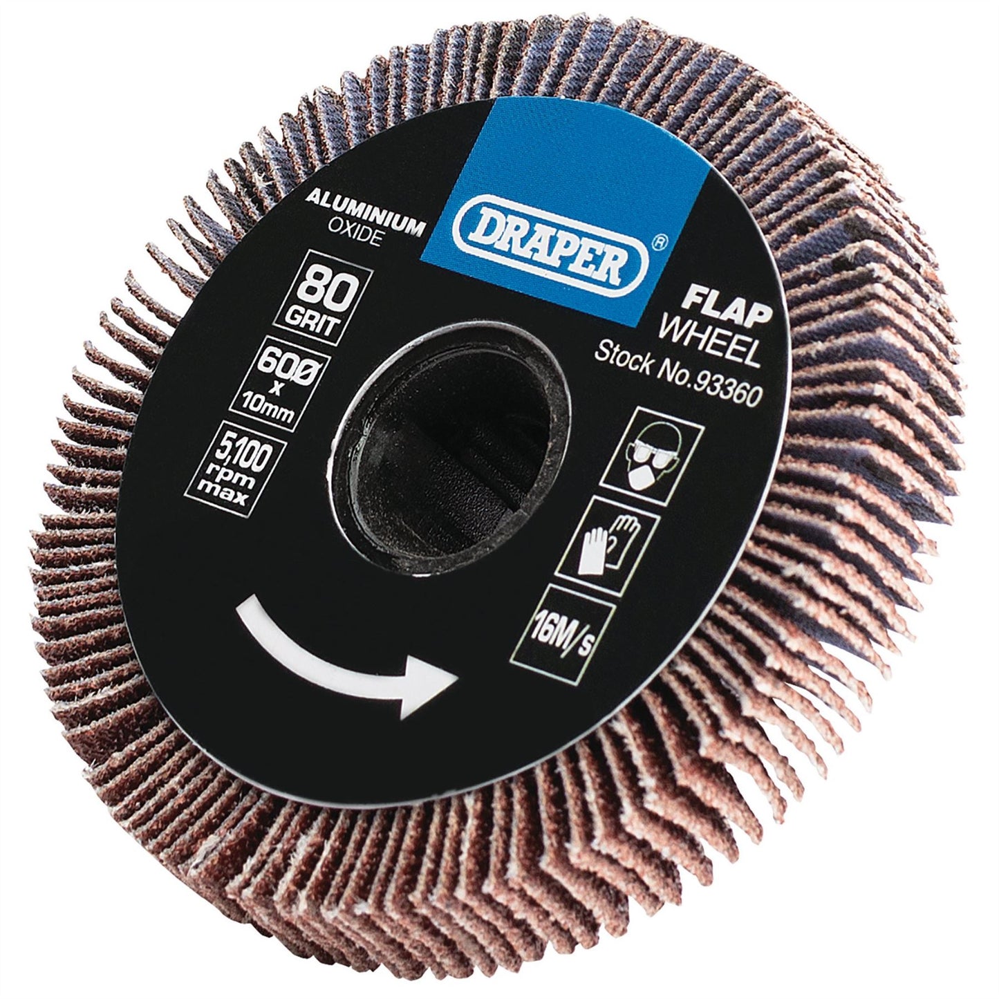 Draper 93360 Aluminium Oxide Flap Wheel 10 x 60mm 80 Grit Draper