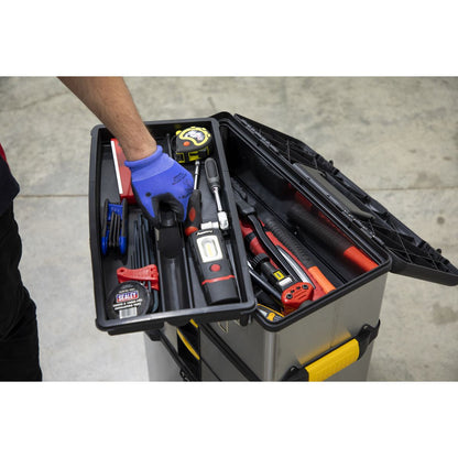 Sealey AP855 Mobile Stainless Steel/Composite Toolbox - 3 Compartment Sealey