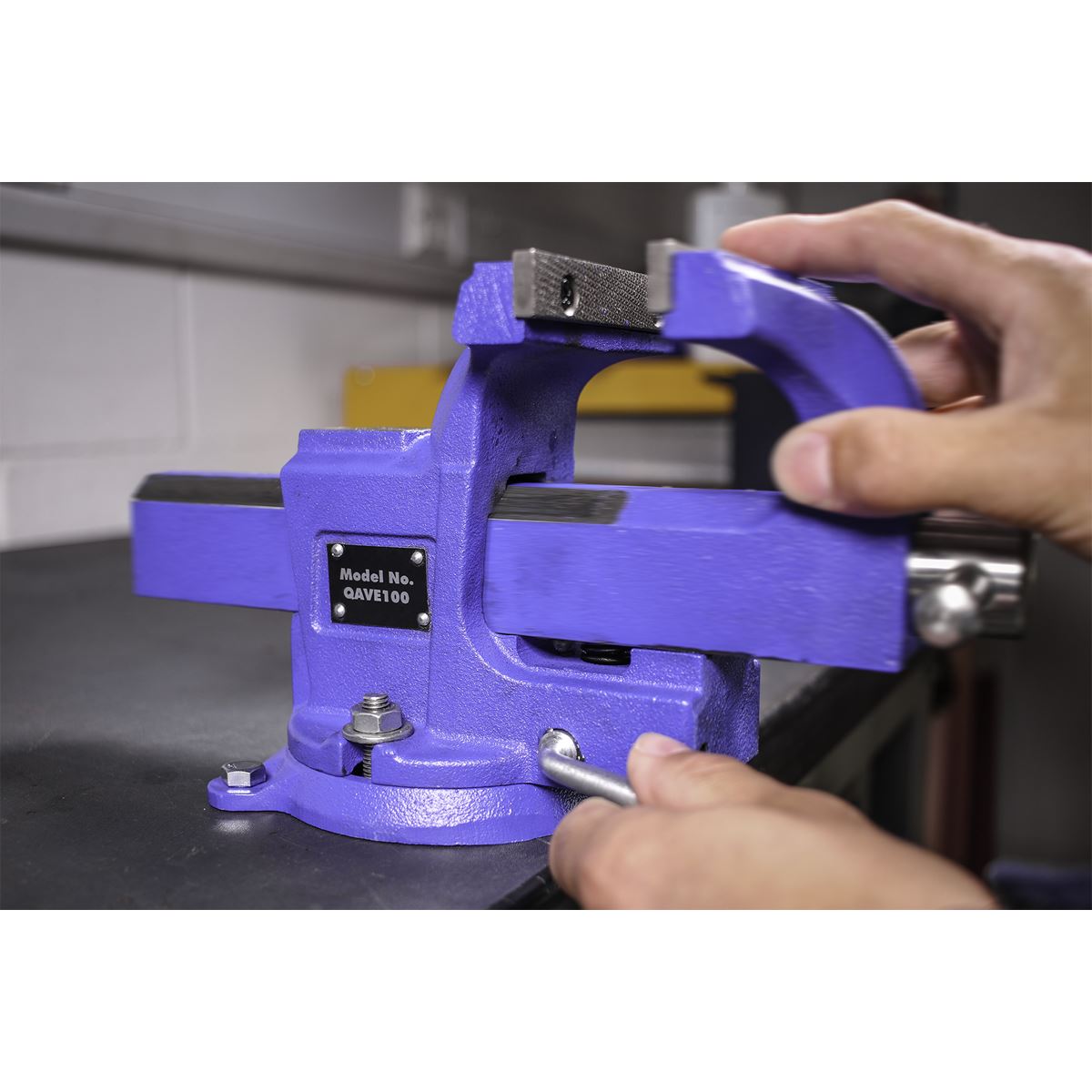 Sealey QAVE100 Vice 100mm Quick Action Swivel Base SG Iron Sealey