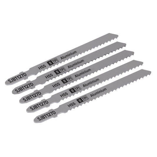 Sealey SJBT127D Jigsaw Blade Aluminium 100mm 8tpi - Pack of 5 Sealey