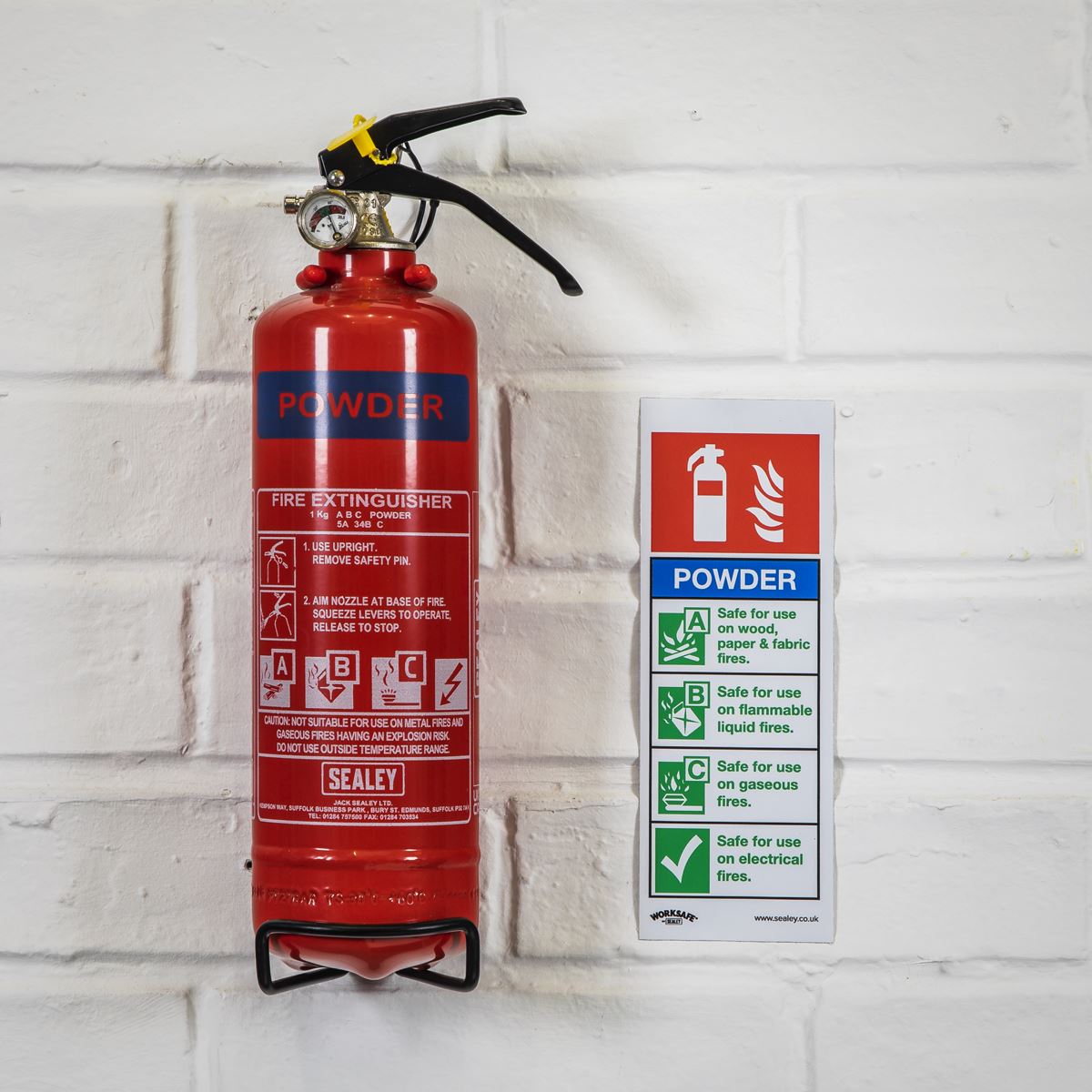 Sealey SDPE01 Fire Extinguisher 1kg Dry Powder Sealey