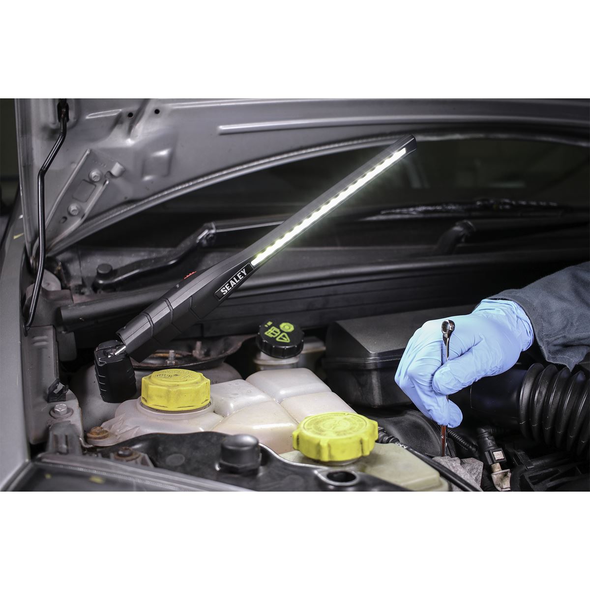 Sealey LED3604 Rechargeable 360° Slim Inspection Light 8W & 1W SMD LED Black Lithium-ion Sealey