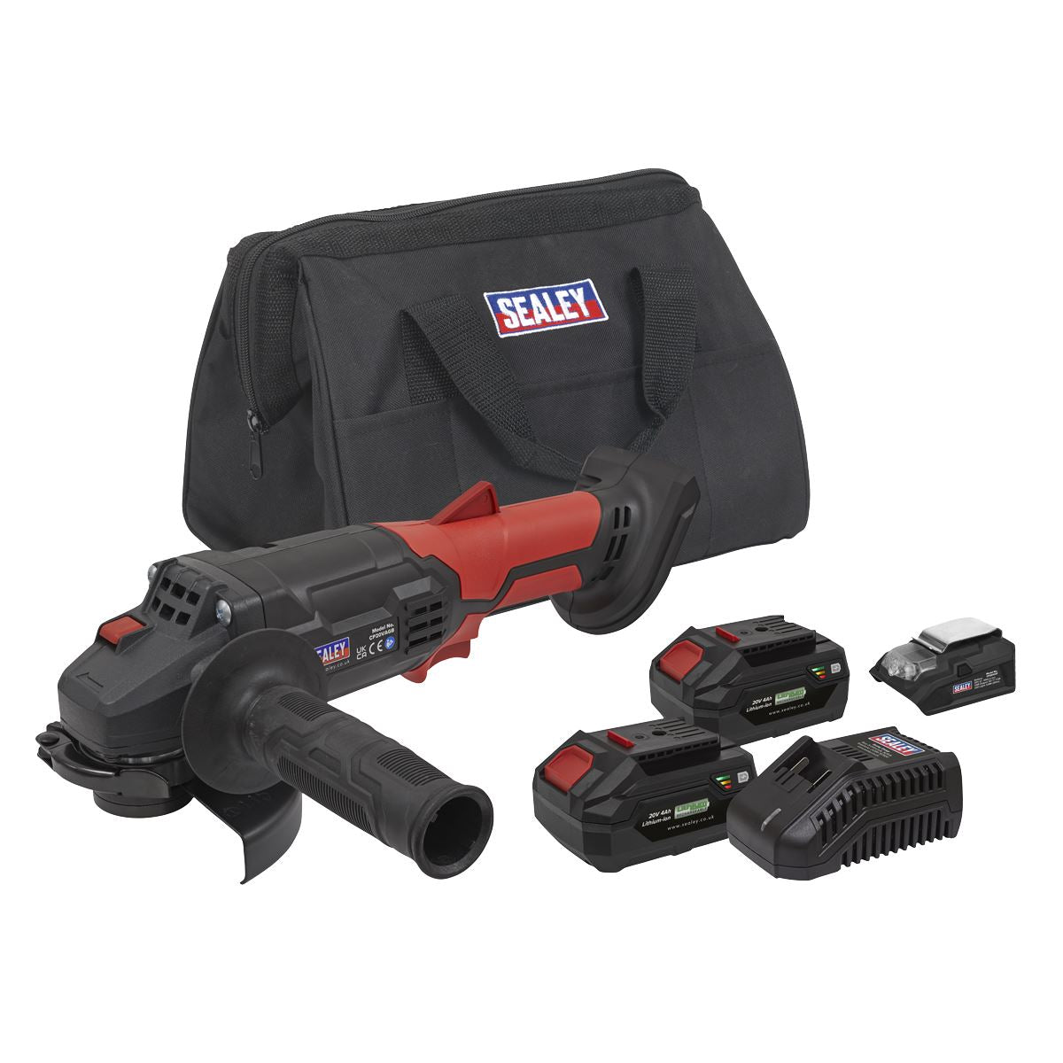 Sealey CP20VAGBKIT Cordless Angle Grinder Kit Ø115mm 20V 4Ah SV20 Series - 2 Batteries Sealey