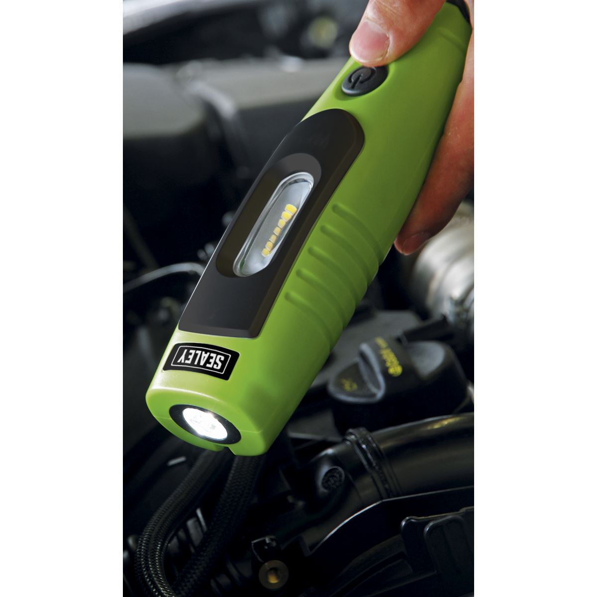 Sealey LED3602G Rechargeable 360° Inspection Lamp 4W & 3W SMD LED Green Lithium-ion Sealey