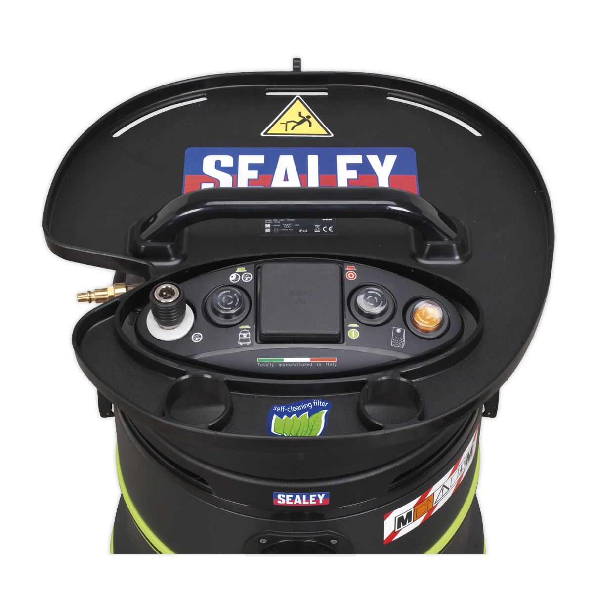 Sealey DFS35M Vacuum Cleaner Industrial Dust-Free Wet/Dry 35L 1000W/230V Plastic Drum M-Class Self-Clean Filter Sealey