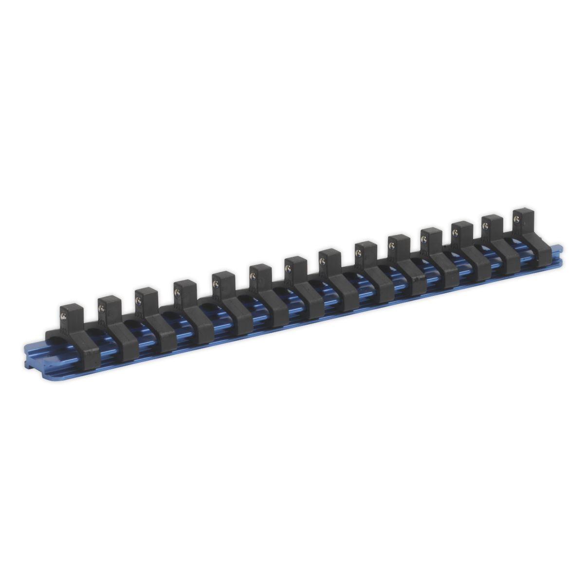 Sealey SR1414 Socket Retaining Rail with 14 Clips Aluminium 1/4"Sq Drive Sealey