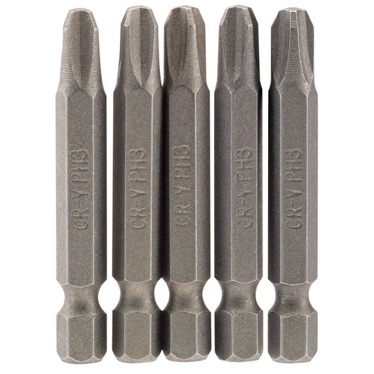 Draper 64290 Cross Slot Insert Bit 1/4" Hex 50mm Long No.3 Pack of 5 Draper