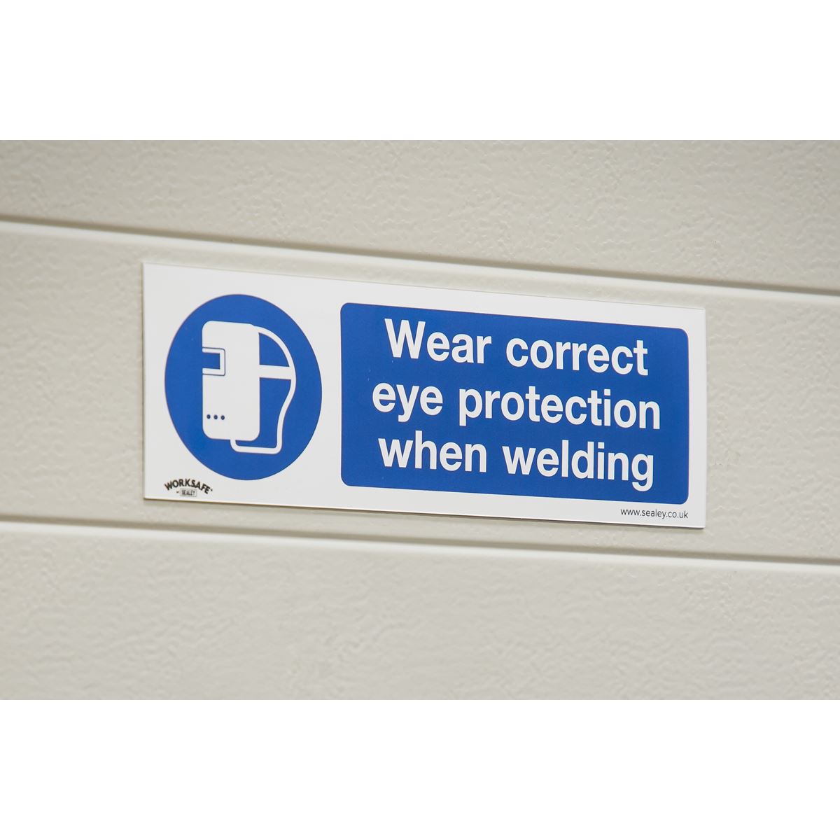 Sealey SS54V1 Mandatory Safety Sign - Wear Eye Protection When Welding - Self-Adhesive Vinyl Sealey