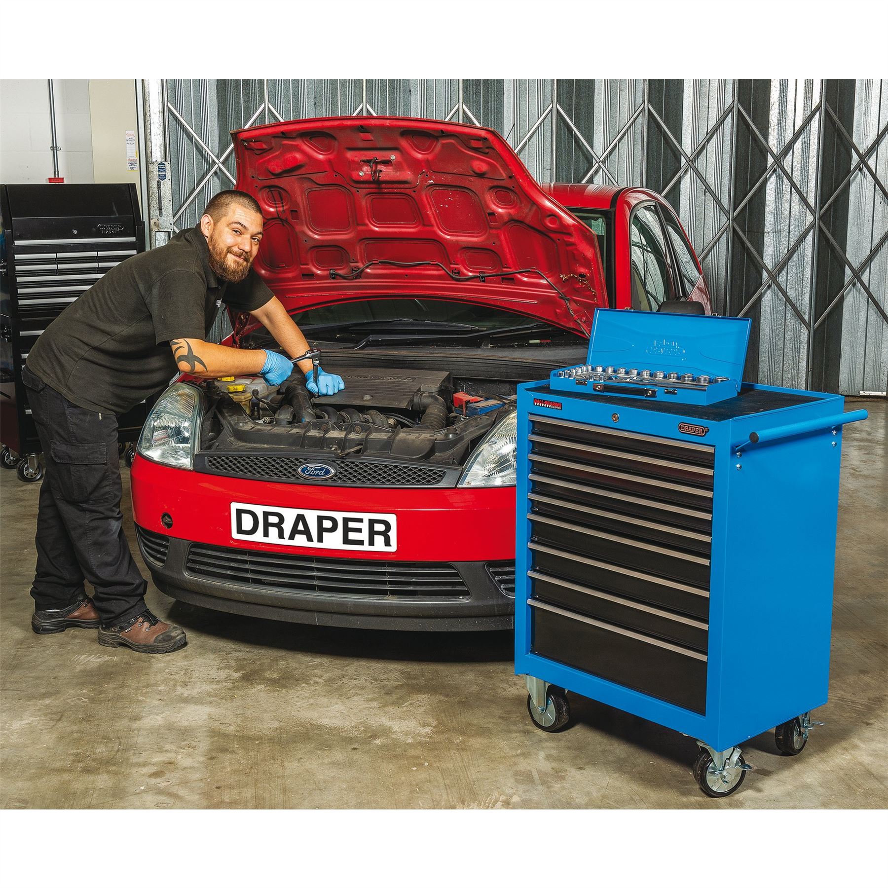 Draper 15110 Roller Tool Cabinet 9 Drawer 26" Blue Draper