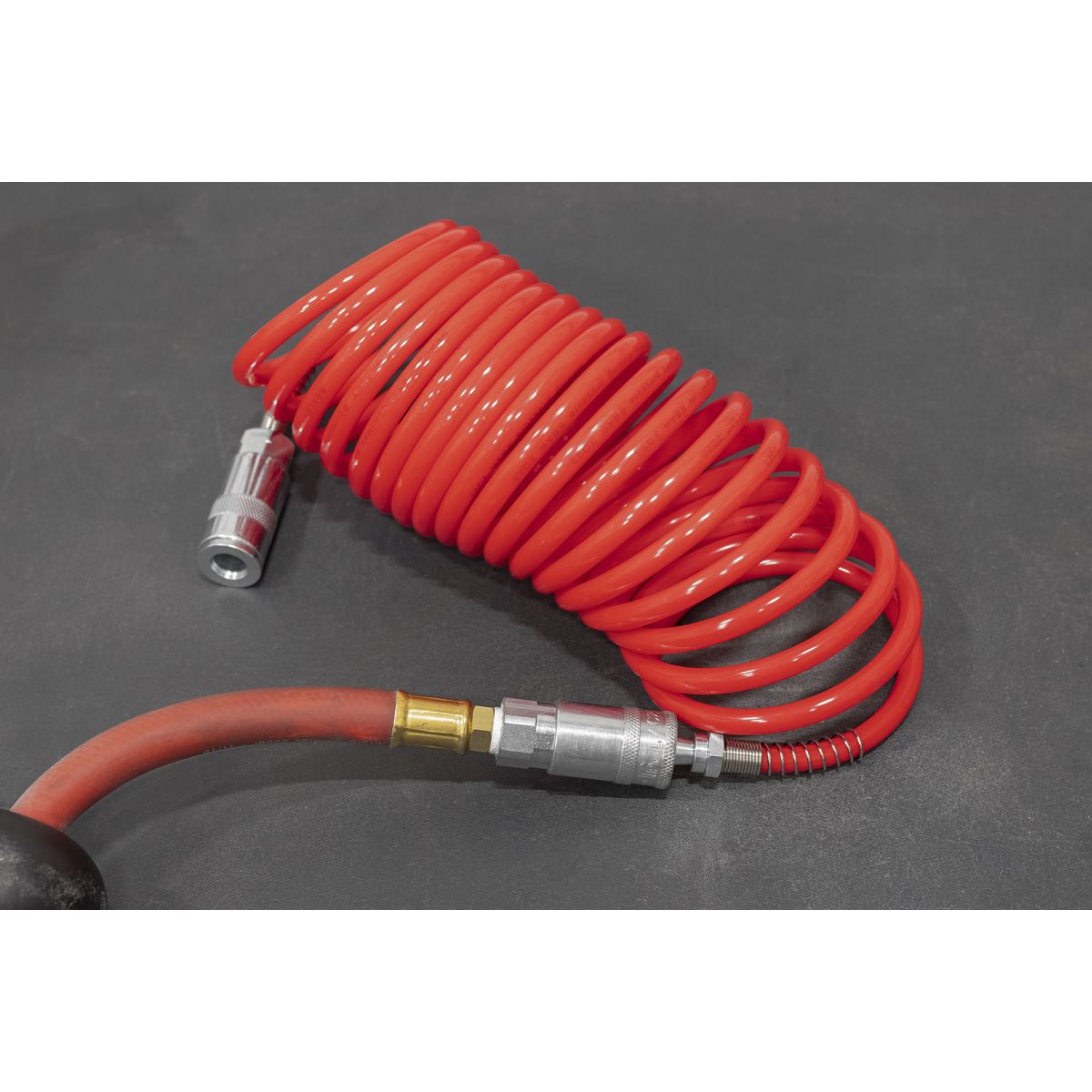 Sealey SA305 PE Coiled Air Hose 5m x Ø5mm with Couplings Sealey