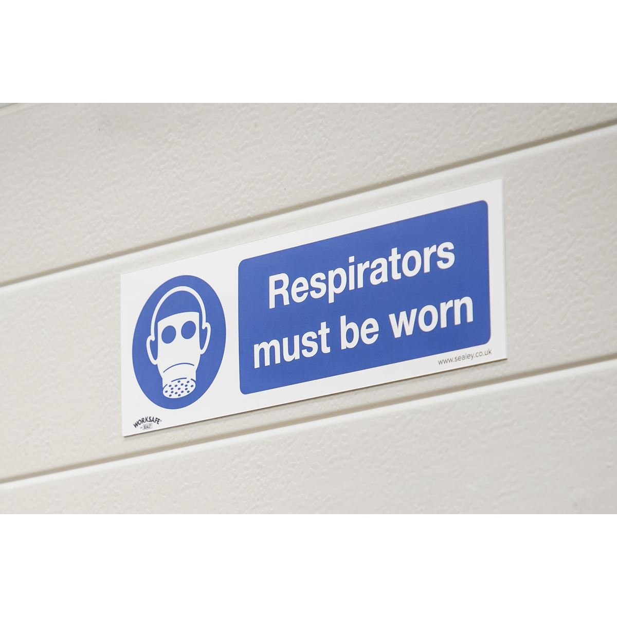 Sealey SS56V1 Mandatory Safety Sign - Respirators Must Be Worn - Self-Adhesive Vinyl Sealey