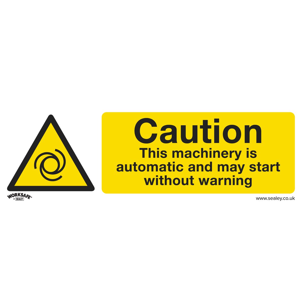 Sealey SS47V10 Warning Safety Sign - Caution Automatic Machinery - Self-Adhesive Vinyl - Pack of 10 Sealey
