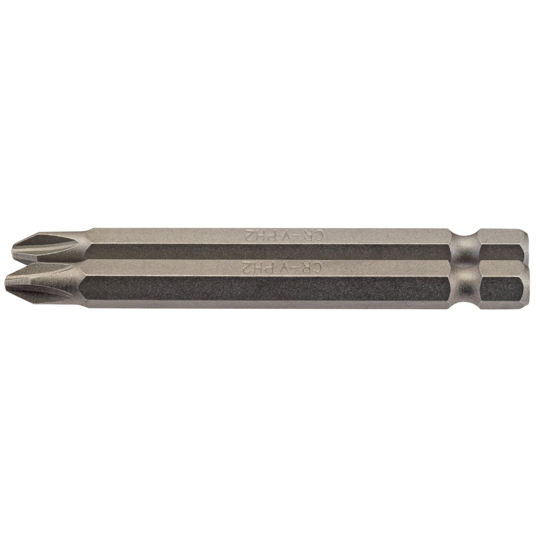 Draper 64315 Cross Slot Insert Bit 1/4" Hex 75mm Long No.2 Pack of 2 Draper