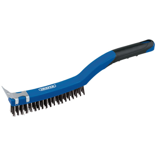 Draper 17179 3 Row Carbon Steel Wire Scratch Brush with Scraper 350mm Draper