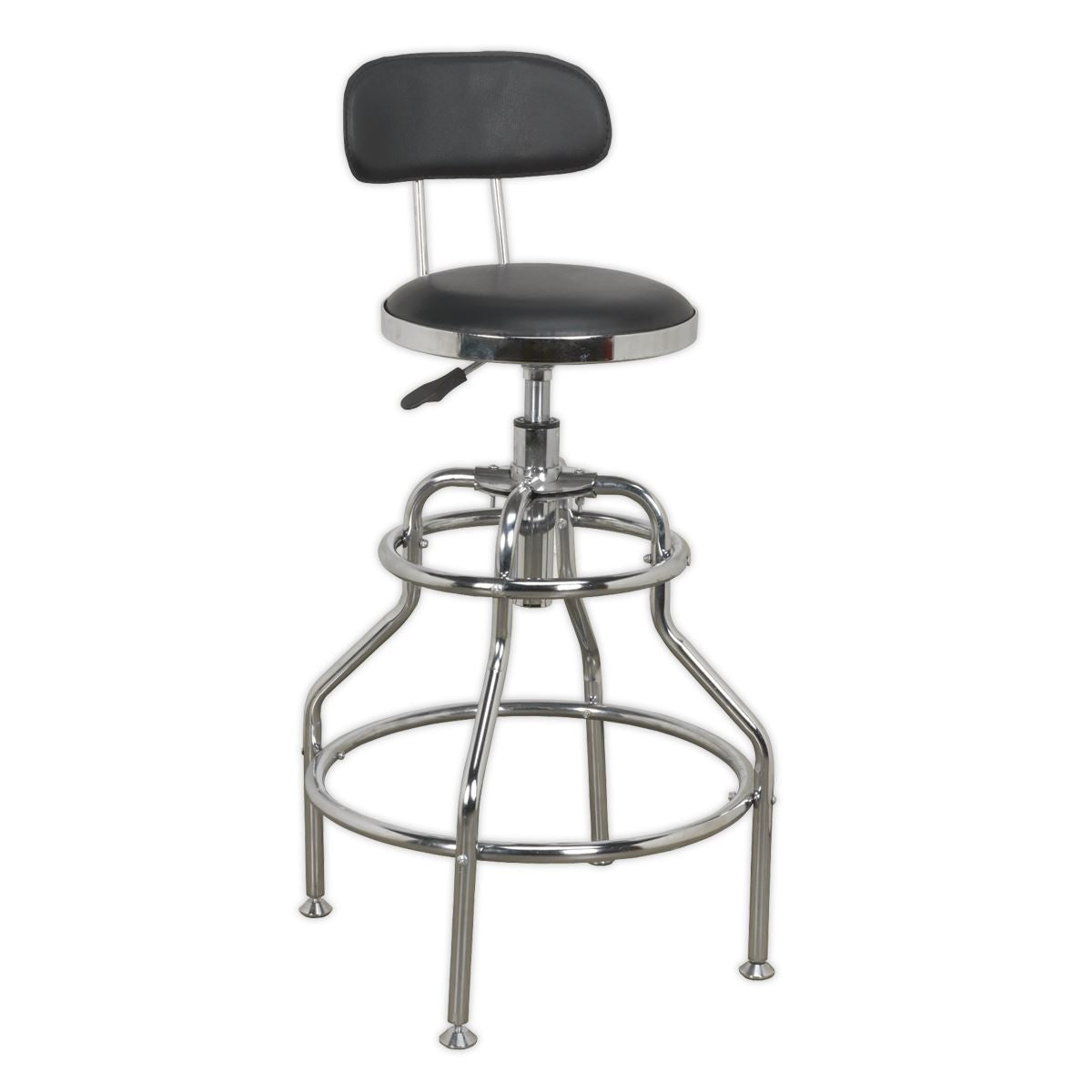 Sealey SCR14 Pneumatic Workshop Stool with Adjustable Height Swivel Seat & Back Rest Sealey