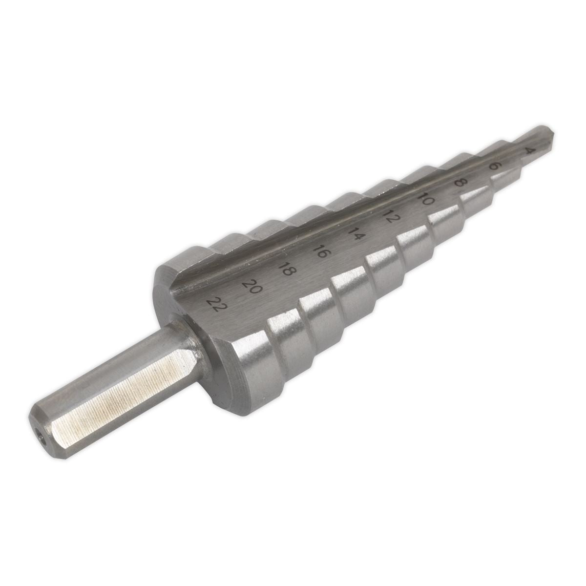 Sealey AK4744 HSS 4341 Step Drill Bit 4-22mm Double Flute Sealey
