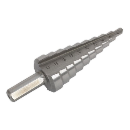 Sealey AK4744 HSS 4341 Step Drill Bit 4-22mm Double Flute Sealey
