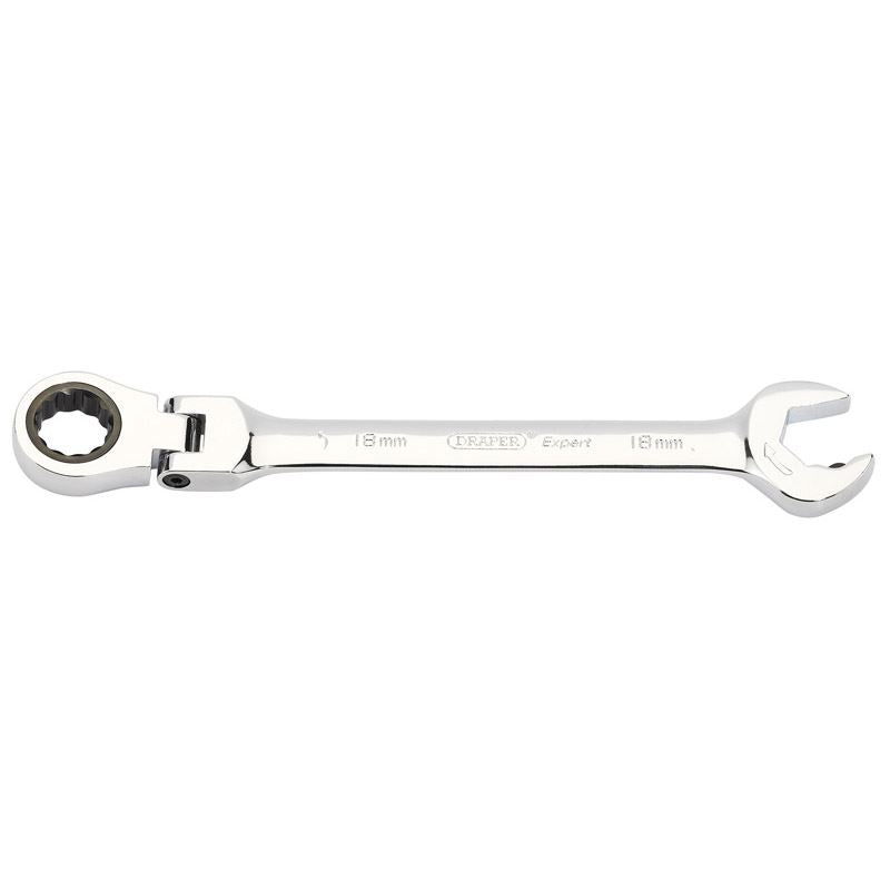 Draper 06863 Metric Combination Spanner with Flexible Head and Double Ratcheting Features 18mm Draper