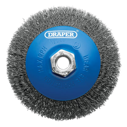Draper 08065 Steel Bevelled Crimped Wire Wheel Brush 115mm M14 Draper