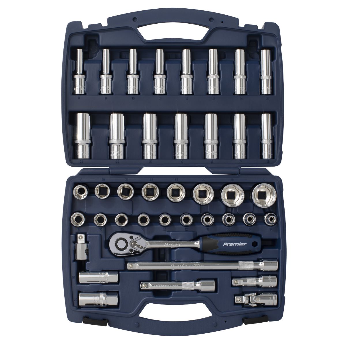 Sealey AK8993 Socket Set 41pc 1/2"Sq Drive WallDrive® Metric Sealey
