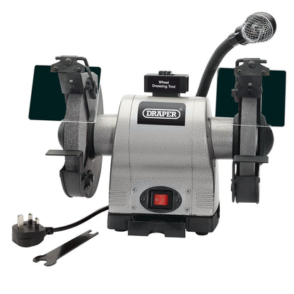 Draper 05097 Heavy Duty Bench Grinder with Work light 200mm 550W Draper