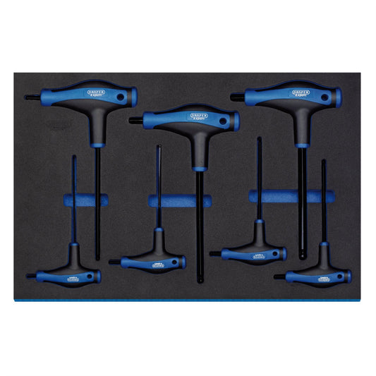 Draper 63503 Expert T' Handle Ball End Hexagon Key Set in 3/4 Drawer Eva Insert Tray 7 Piece Draper